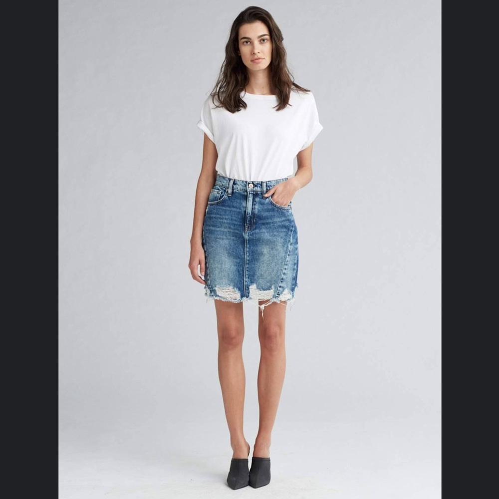🆕Hudson Jeans‎ Lulu Frayed Denim Skirt Overshadow